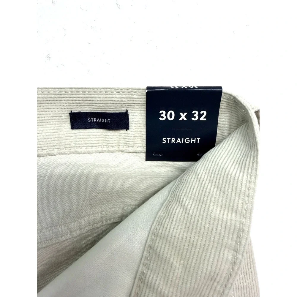 NEW J Crew 30x32 Stone Beige Corduroy‎ Pants 5 Pocket Cord Straight Flex Stretch